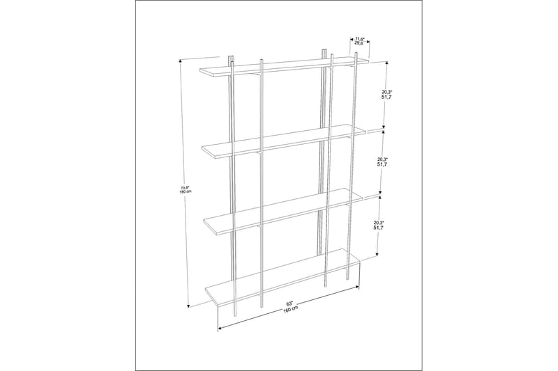 Brookville Bokhylla 160 cm Svart/Green - Förvaring - Hyllor - Bokhylla