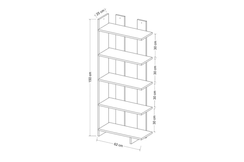 ELAS Bokhylla 62x25 cm Vit/Brun - Förvaring - Hyllor - Bokhylla