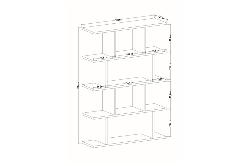 ELDENA Bokhylla 90x25 cm Vit/Antracit - Förvaring - Hyllor - Bokhylla