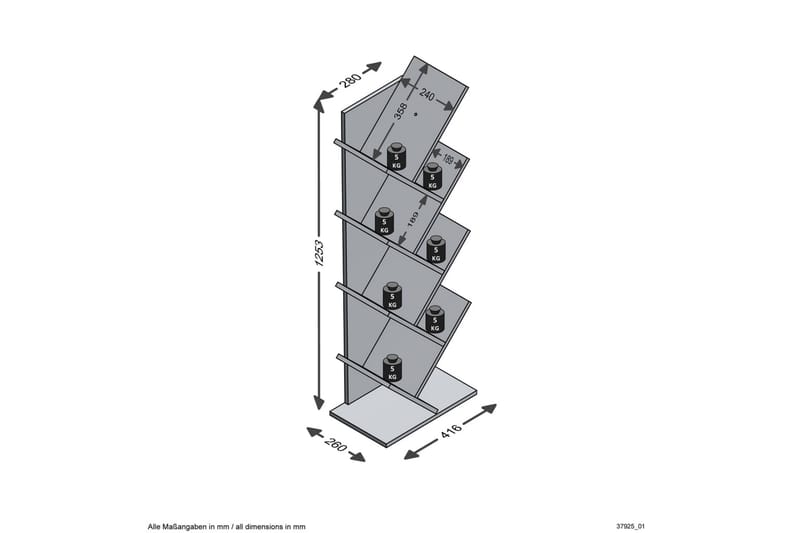 FMD Stående hylla geometrisk ek - Brun - Förvaring - Hyllor - Bokhylla