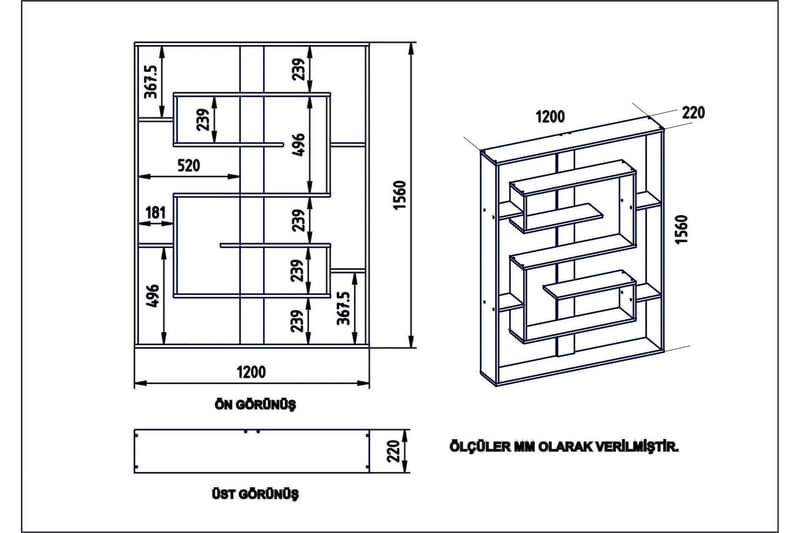 GLAUNER Bokhylla 120 cm Vit - Förvaring - Hyllor - Bokhylla