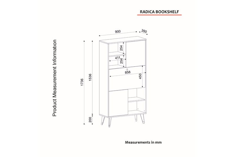 GOWRIE Bokhylla 90x35 cm 5 Hyllor Antracit/Natur - Förvaring - Hyllor - Bokhylla