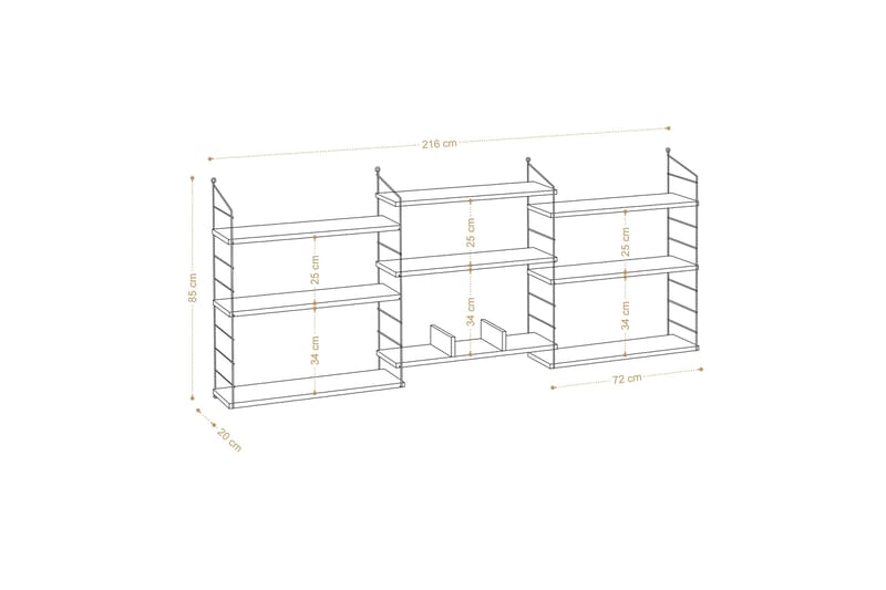 LUNGO Bokhylla 85x20 cm Vit/Svart - Förvaring - Hyllor - Bokhylla