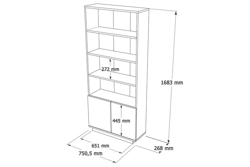 LUTTENS Bokhylla 77,5 cm Brun/Vit - Förvaring - Hyllor - Bokhylla