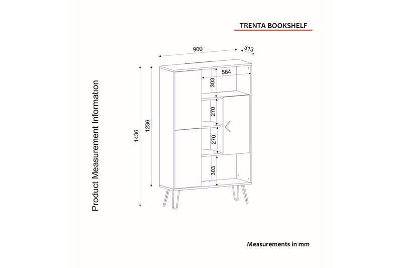 MANGART Bokhylla 90x31 cm 7 Hyllor Natur - Förvaring - Hyllor - Bokhylla