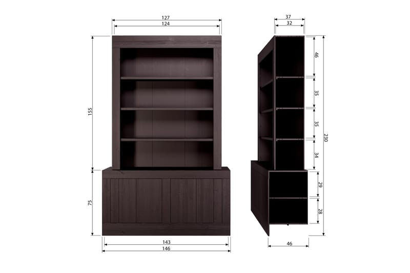 Moona Bokhylla 230 cm Brun - Förvaring - Hyllor - Bokhylla