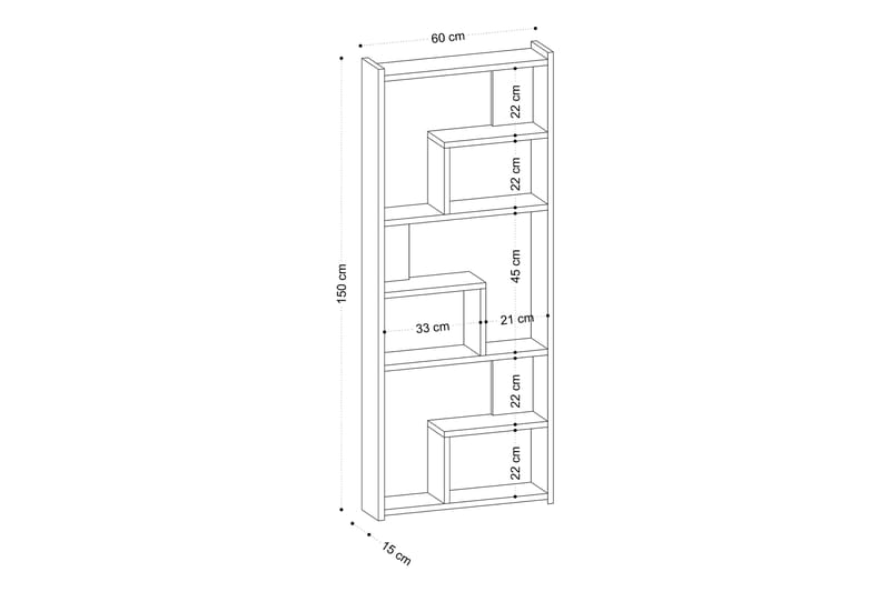 PRINS Bokhylla 60x15 cm Vit - Förvaring - Hyllor - Bokhylla