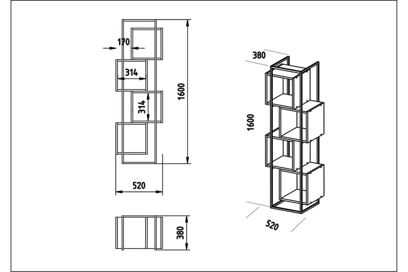 REAPS Bokhylla 52 cm Valnöt/Svart - Förvaring - Hyllor - Bokhylla