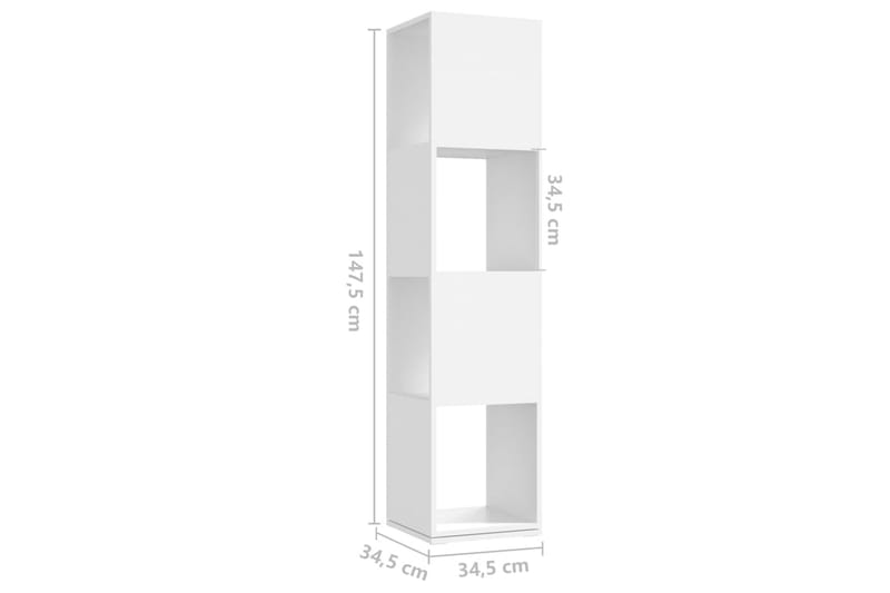 Roterande hylla vit 34,5x34,5x147,5 cm spånskiva - Vit - Förvaring - Hyllor - Bokhylla