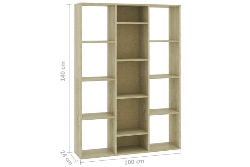 Rumsavdelare/bokhylla sonoma-ek 100x24x140 cm spånskiva - Brun - Förvaring - Hyllor - Bokhylla