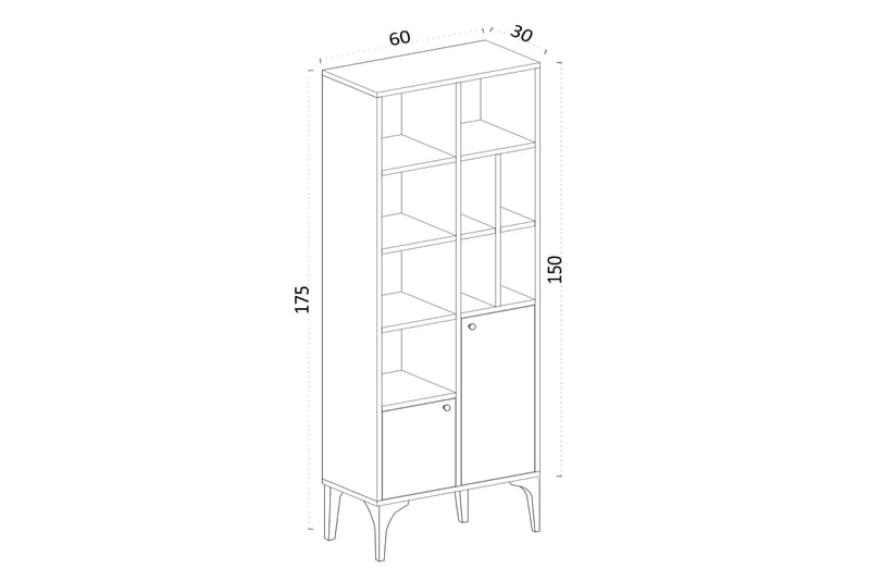 UKHAND Bokhylla 60x175 cm Vit - Förvaring - Hyllor - Bokhylla