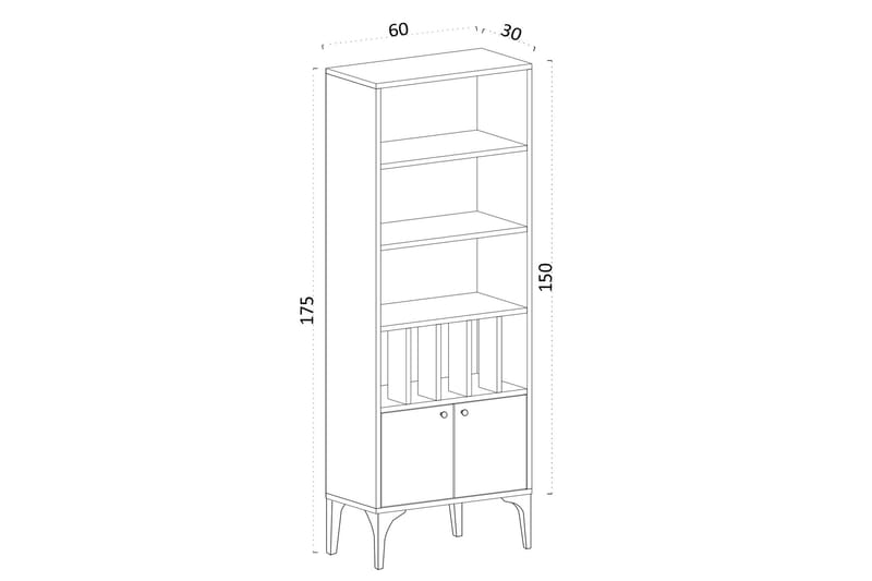 UKHAND Bokhylla 60x175 cm Vit - Förvaring - Hyllor - Bokhylla