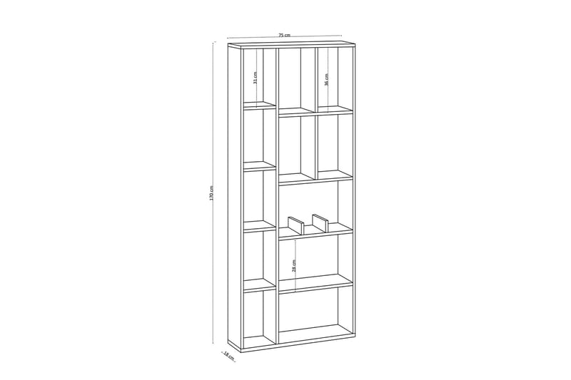 UKHAND Bokhylla 75x170 cm Vit - Förvaring - Hyllor - Bokhylla