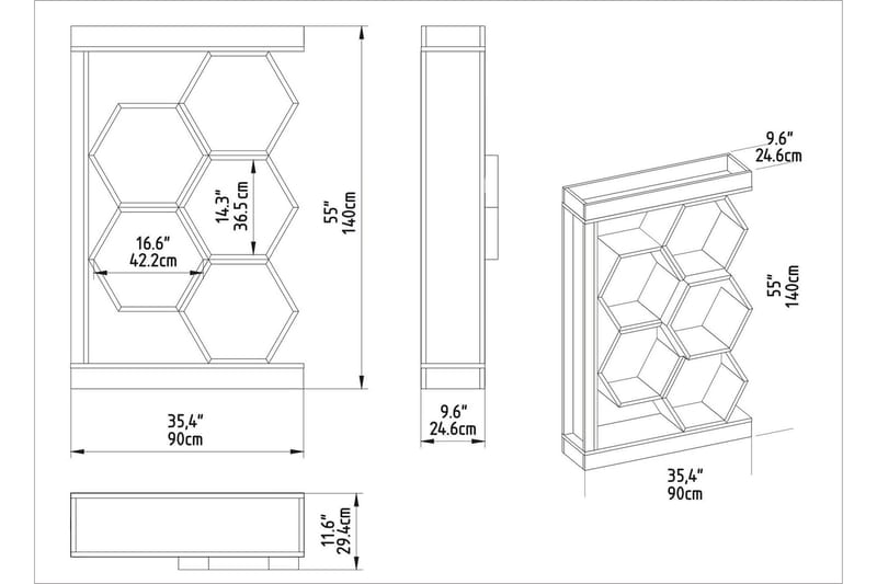 UKHAND Bokhylla 90x140 cm Vit - Förvaring - Hyllor - Bokhylla