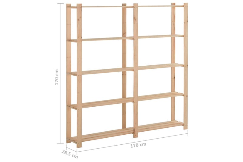 Lagerhylla 5 hyllplan 170x28,5x170 cm massivt granträ - Brun - Förvaring - Hyllor - Förvaringshylla - Lagerhylla