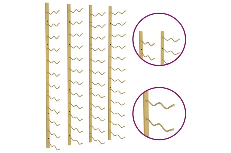 Väggmonterat vinställ för 24 flaskor 2 st guld järn - Guld - Förvaring - Hyllor - Förvaringshylla - Vinställ & vinhylla