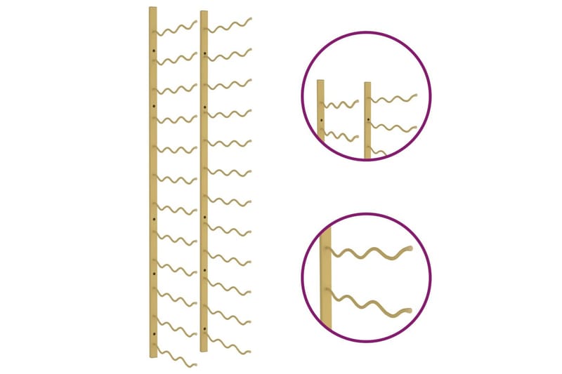 Väggmonterat vinställ för 36 flaskor guld järn - Guld - Vinställ & vinhylla