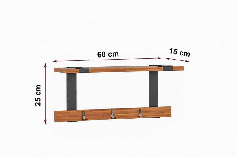 MENGEY Hatthylla 60x15 cm Mörkbrun - Hatthylla