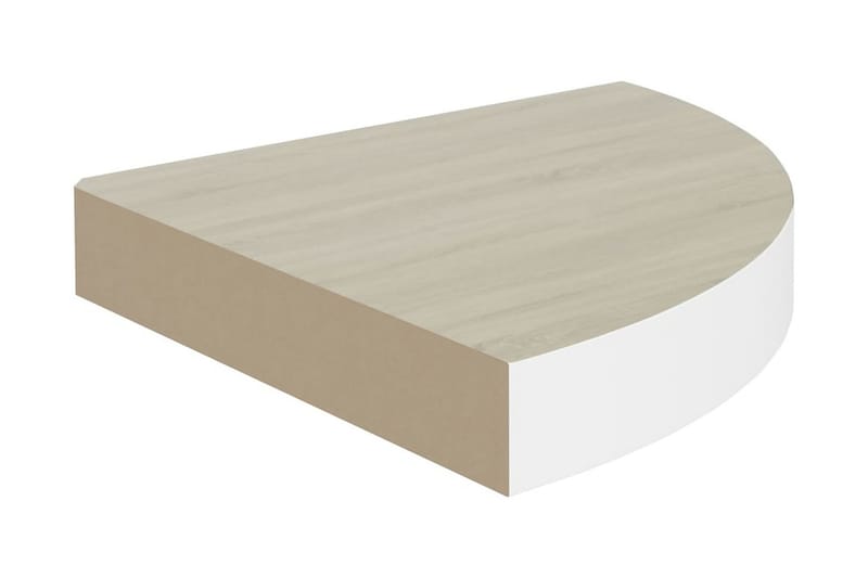 Svävande hörnhylla ek och vit 25x25x3,8 cm MDF - Brun - Förvaring - Hyllor - Hörnhylla