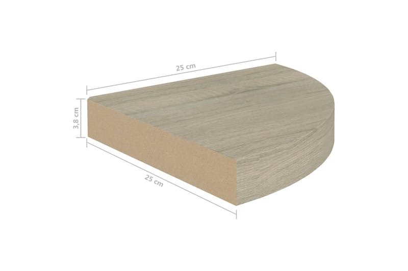 Svävande hörnhyllor 2 st ek 25x25x3,8 cm MDF - Brun - Förvaring - Hyllor - Hörnhylla