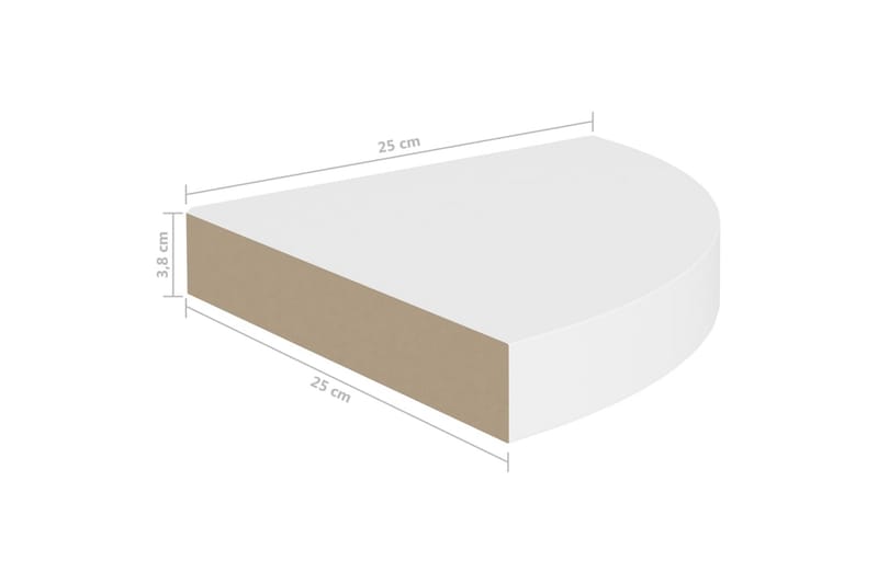 Svävande hörnhyllor 2 st vit 25x25x3,8 cm MDF - Vit - Förvaring - Hyllor - Hörnhylla