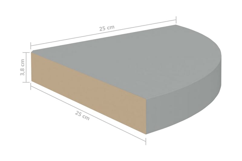 Svävande hörnhyllor 4 st grå 25x25x3,8 cm MDF - Grå - Förvaring - Hyllor - Hörnhylla