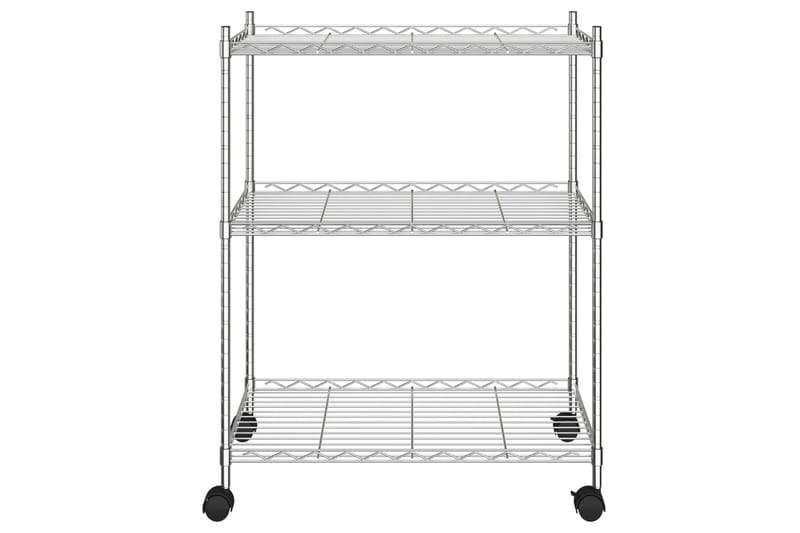 Förvaringshylla med hjul 3 hyllplan 60x35x81 krom 150 kg - Silver - Förvaring - Hyllor - Hyllsystem