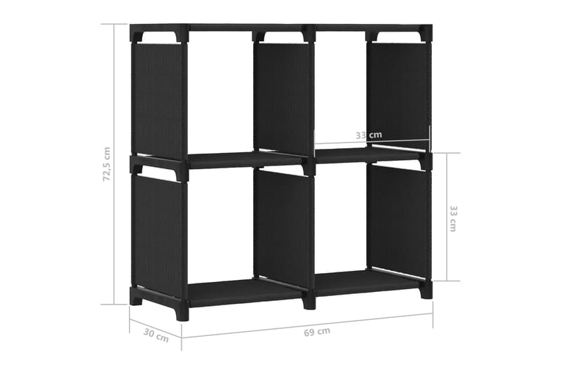 Hylla med 4 kuber svart 69x30x72,5 cm tyg - Svart - Förvaring - Hyllor - Hyllsystem