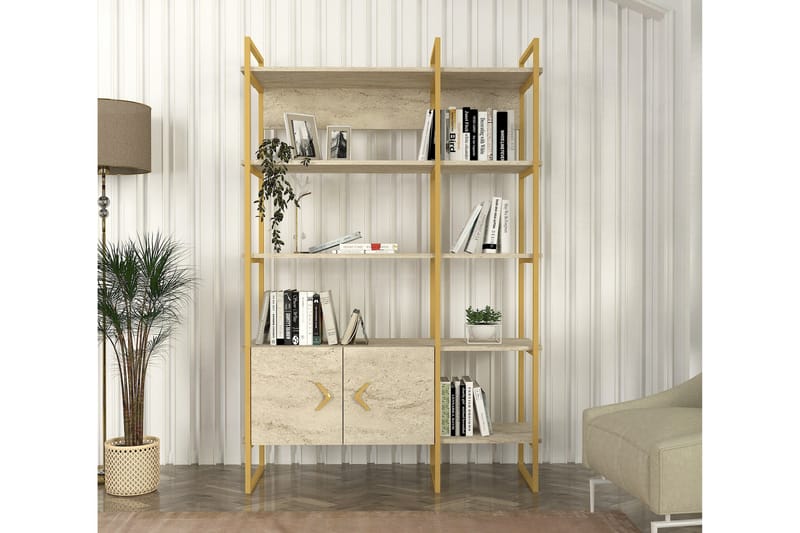 MENINO Bokhylla 120 cm Beige/Guld - Förvaring - Hyllor - Bokhylla