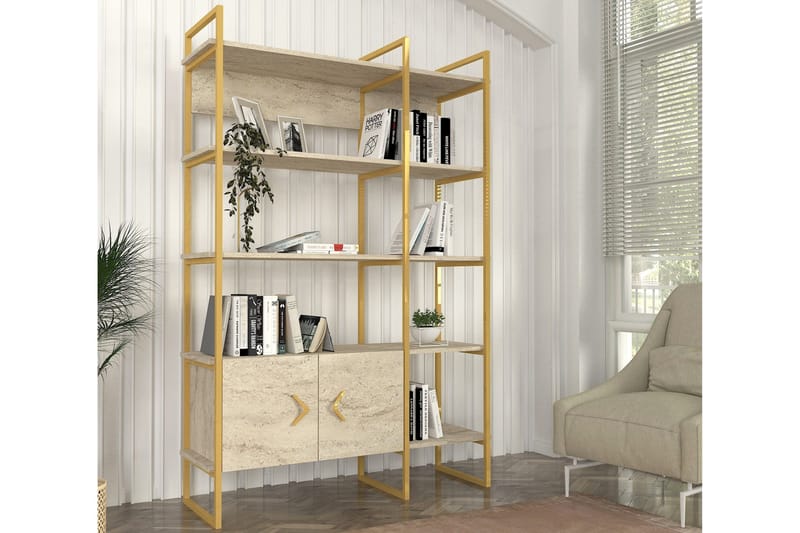 MENINO Bokhylla 120 cm Beige/Guld - Förvaring - Hyllor - Bokhylla