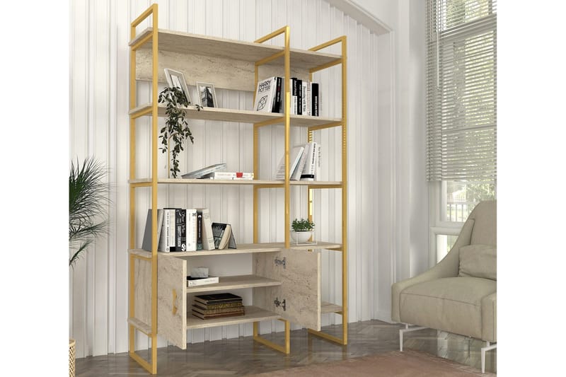 MENINO Bokhylla 120 cm Beige/Guld - Förvaring - Hyllor - Bokhylla