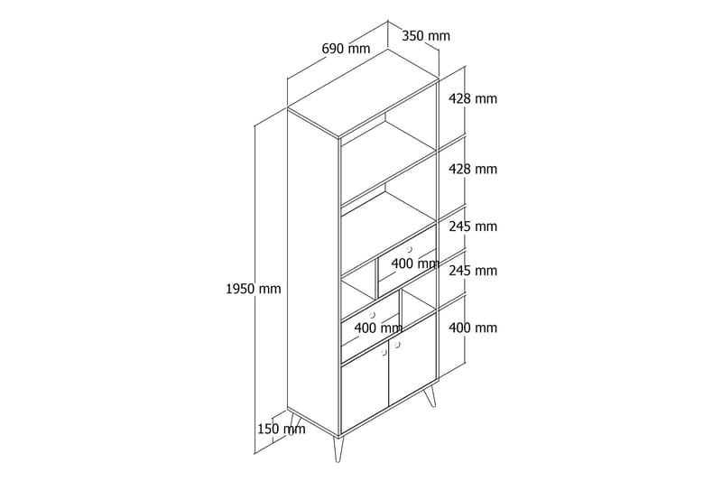 Ninova Bokhylla 69 cm Ek/Vit - Förvaring - Hyllor - Bokhylla