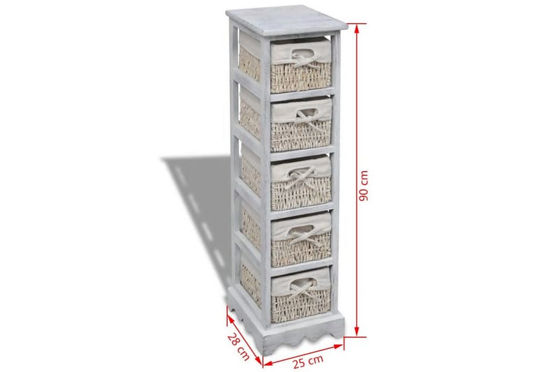 Förvaringshylla med 5 korgar trä vit - Vit - Förvaring - Hyllor - Steghylla & trapphylla