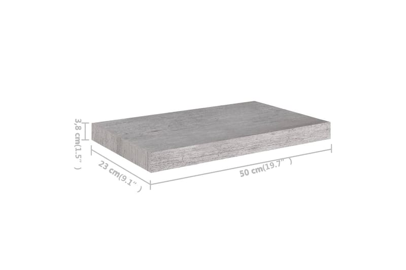 Svävande vägghyllor 2 st betonggrå 50x23x3,8 cm MDF - Betonggrå - Förvaring - Köksförvaring - Kökshylla