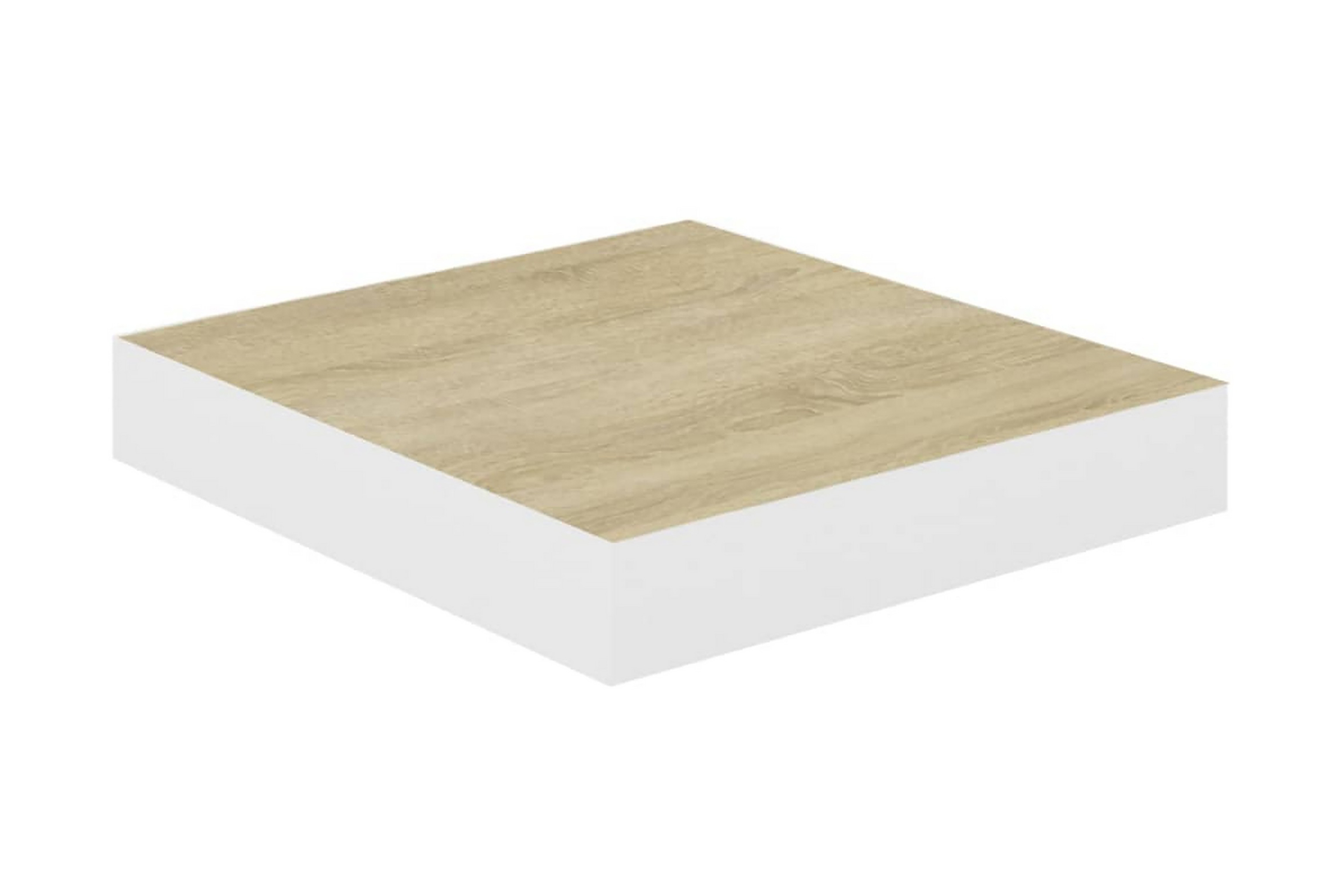 Svävande vägghyllor 4 st ek och vit 23×23,5×3,8 cm MDF – Vit/Trä