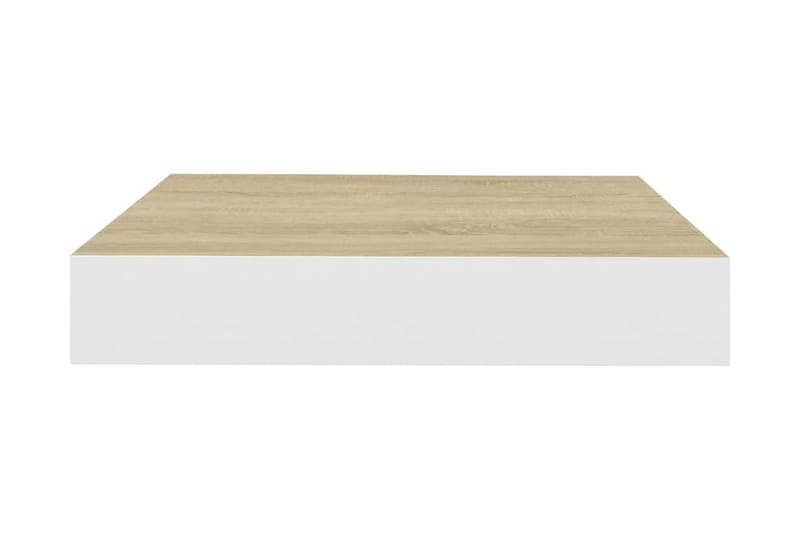 Svävande vägghyllor 4 st ek och vit 23x23,5x3,8 cm MDF - Vit/Trä - Förvaring - Köksförvaring - Kökshylla