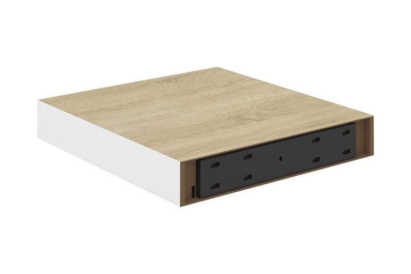 Svävande vägghyllor 4 st ek och vit 23x23,5x3,8 cm MDF - Vit/Trä - Förvaring - Köksförvaring - Kökshylla