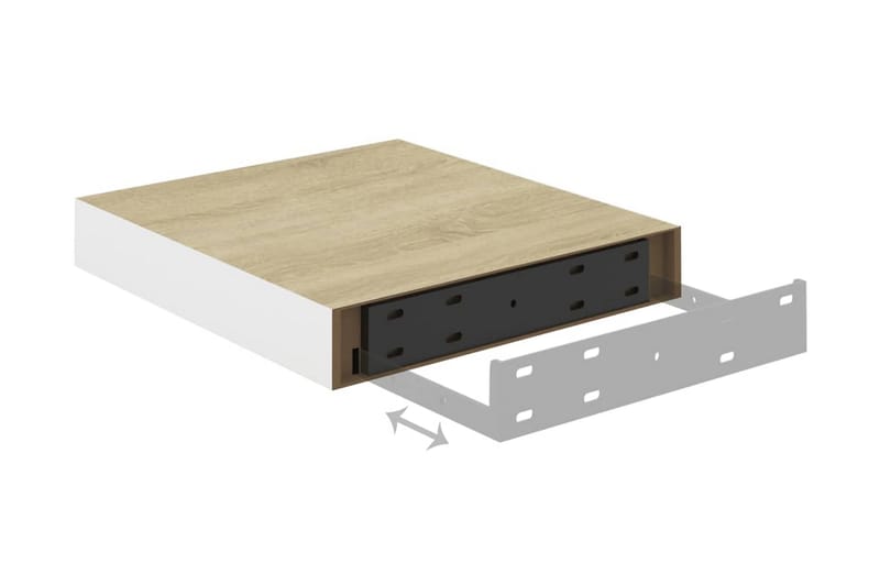 Svävande vägghyllor 4 st ek och vit 23x23,5x3,8 cm MDF - Vit/Trä - Förvaring - Köksförvaring - Kökshylla