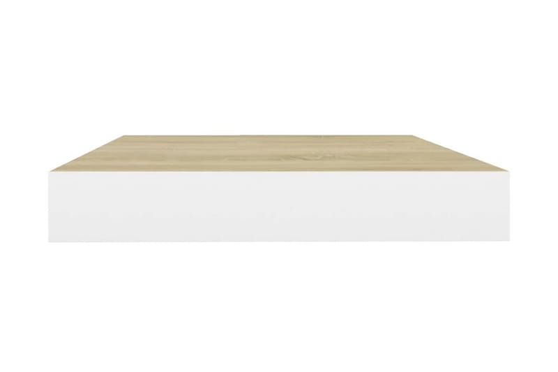 Svävande vägghyllor 4 st ek och vit 40x23x3,8 cm MDF - Vit/Trä - Förvaring - Köksförvaring - Kökshylla