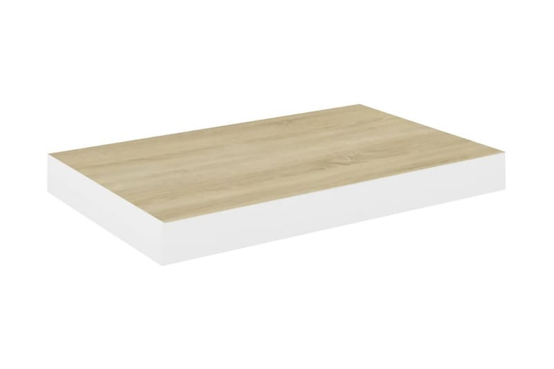 Svävande vägghyllor 4 st ek och vit 40x23x3,8 cm MDF - Vit/Trä - Förvaring - Köksförvaring - Kökshylla