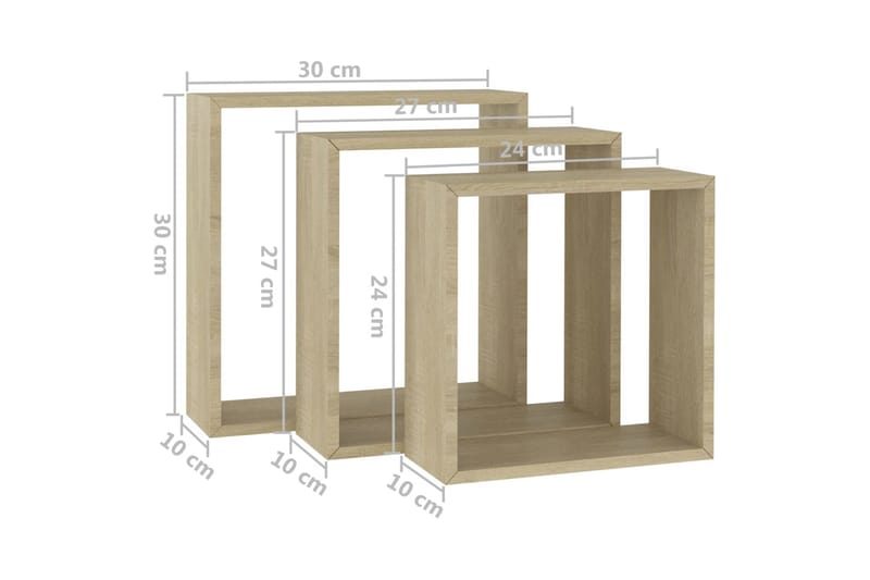 Vägghylla kubformad 3 st sonoma-ek - Ek - Förvaring - Köksförvaring - Kökshylla