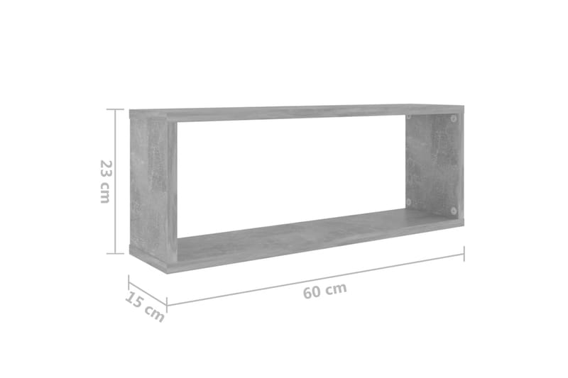 Vägghylla kubformad 6 st betonggrå 60x15x23 cm spånskiva - Betonggrå - Förvaring - Köksförvaring - Kökshylla