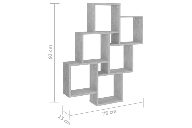 Vägghylla kubformad betonggrå 78x15x93 cm spånskiva - Grå - Förvaring - Köksförvaring - Kökshylla