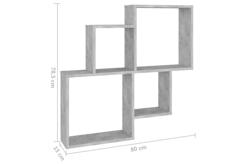 Vägghylla kubformad betonggrå 80x15x78,5 cm spånskiva - Betonggrå - Förvaring - Köksförvaring - Kökshylla