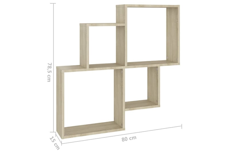 Vägghylla kubformad sonoma-ek 80x15x78,5 cm spånskiva - Brun - Förvaring - Köksförvaring - Kökshylla