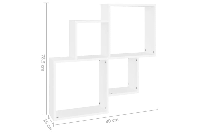 Vägghylla kubformad vit 80x15x78,5 cm spånskiva - Vit - Förvaring - Köksförvaring - Kökshylla