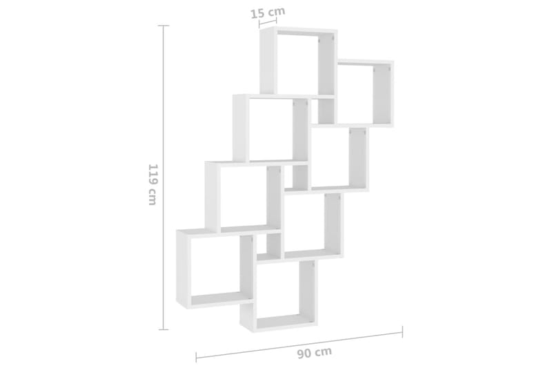 Vägghylla kubformad Vit 90x15x119 cm spånskiva - Vit - Förvaring - Köksförvaring - Kökshylla