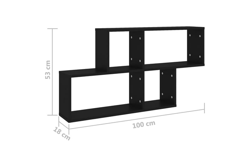 Vägghylla Svart 100x18x53 cm spånskiva - Svart - Förvaring - Köksförvaring - Kökshylla