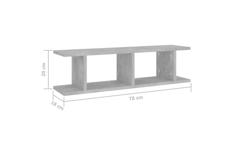 Vägghyllor 2 st betonggrå 78x18x20 cm spånskiva - Betonggrå - Förvaring - Köksförvaring - Kökshylla