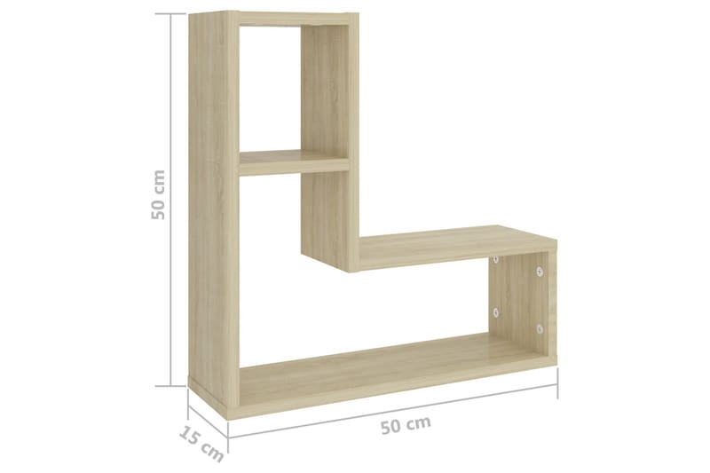 Vägghyllor 2 st sonoma-ek 50x15x50 cm spånskiva - Ek - Förvaring - Köksförvaring - Kökshylla